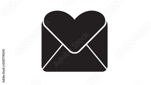Bild auf Leinwand Black envelope icon with heart shape cut out