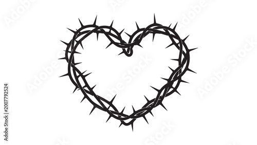 Φωτογραφία Thorny crown shaped like a heart with barbed wire