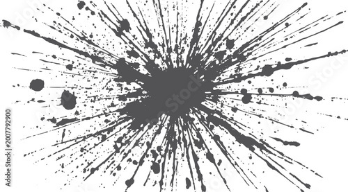 Dark gray splatter explosion on white background