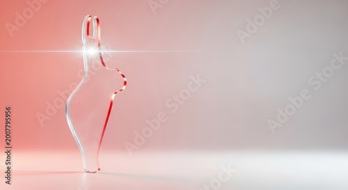 Glass sculpture on white background.