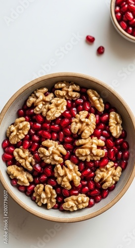 Healthy bowl of walnuts and cranberries.