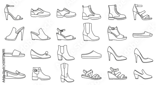 25 Footwear Icons, Shoe Illustrations, Vector Shoes, High Heels, Boots