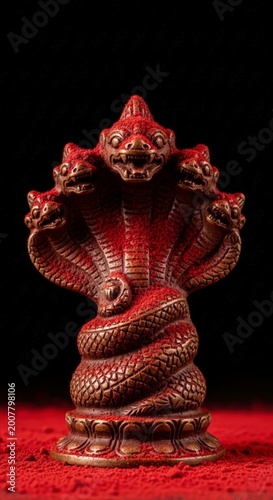 Ancient Multi-Headed Naga Serpent Statue Symbolizing Power and Divinity.