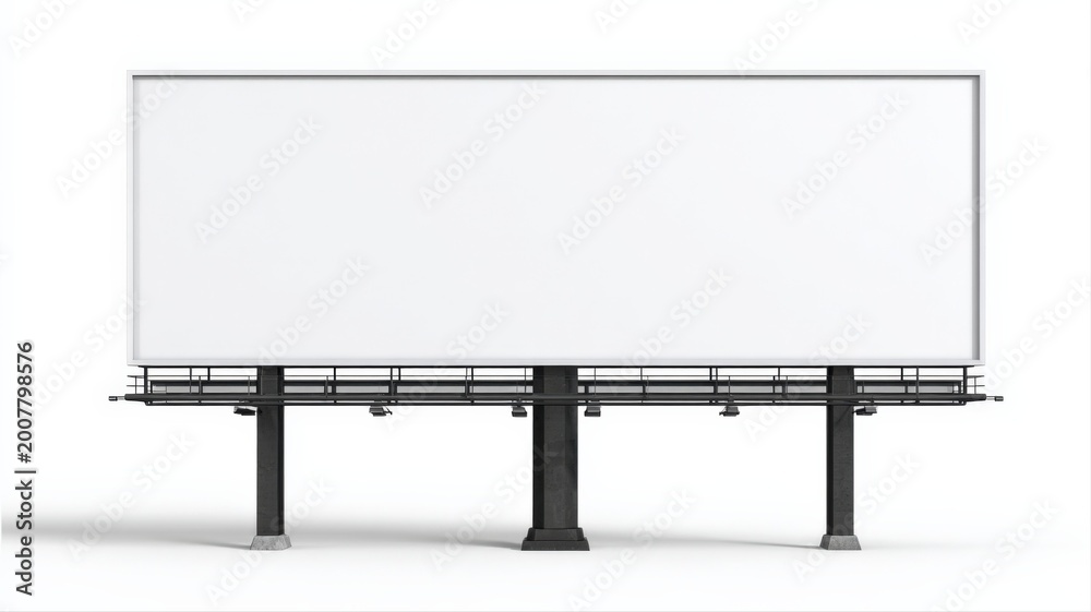 Fototapeta premium Large Blank Outdoor Billboard Structure for Advertising and Marketing Mockups on White Background
