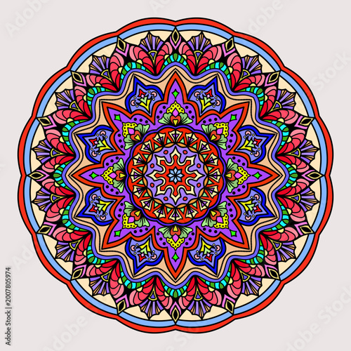 Multiple color vector vintage luxury round ornamental pattern, Vibrant mandala with intricate floral patterns,  for wall hanging. decoration, vector illustration, Islam, Arabic, Indian, Moroccan