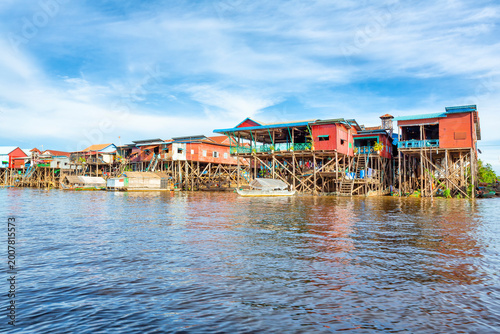 Canvastavla Cambodian stilt houses in floating village
