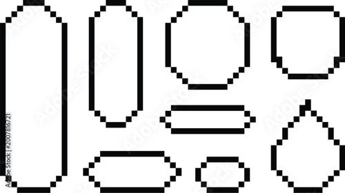 Fotografie Collection of pixelated geometric shapes pixels