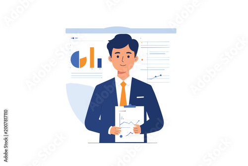 A professional medical doctor wearing a stethoscope and holding a clipboard represents a modern healthcare occupation vector illustration featuring office technology and business communication concept