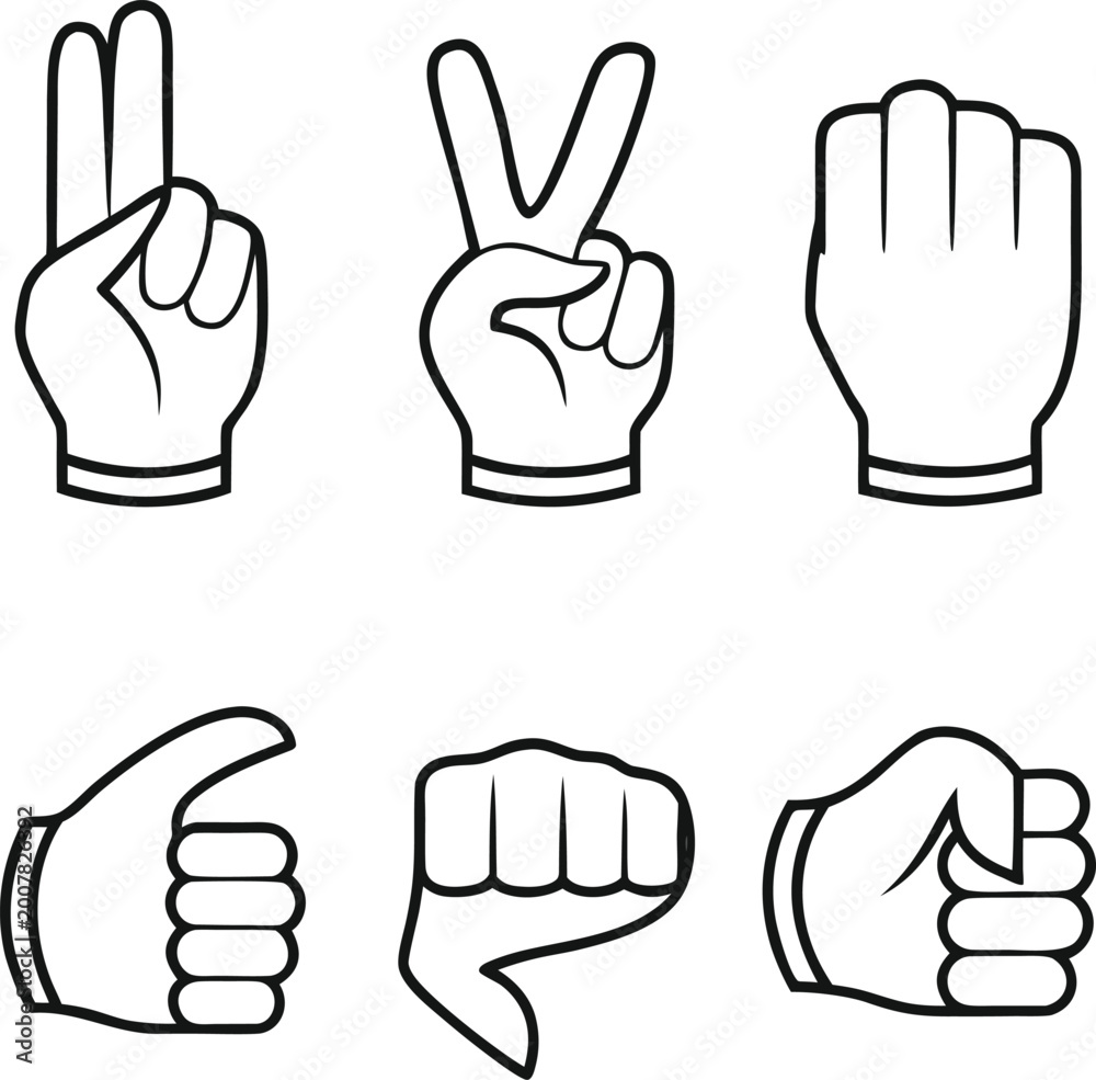 Fototapeta premium Professional gesture icon collection with realistic hand poses 