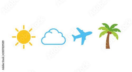Cuadro en lienzo Vacation Travel Icon Set.