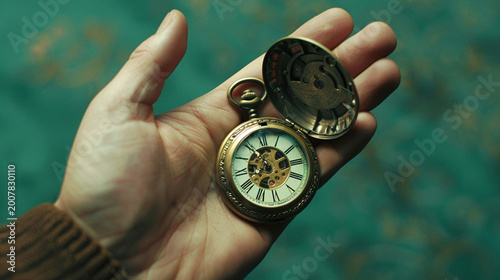 A person holds a vintage pocket watch in their hand