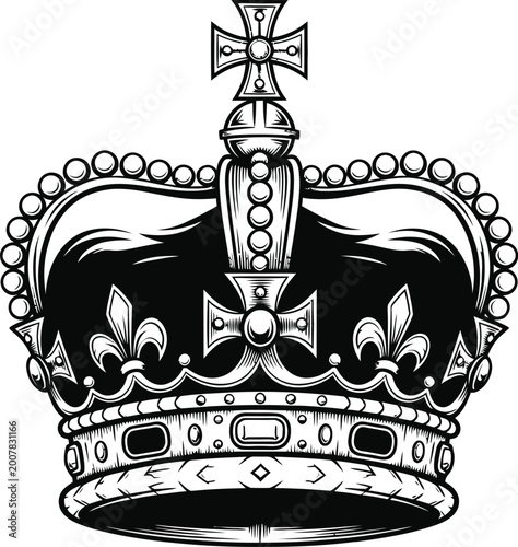 Vintage royal crown illustration a detailed black and white depiction of regal headwear