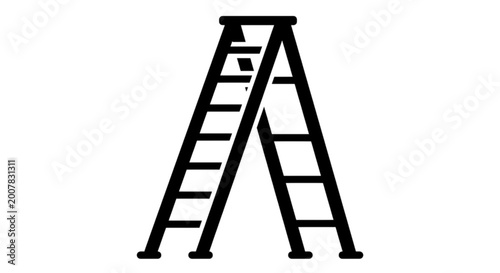 A folding step ladder vector image illustrating portable climbing equipment used for reaching high places in home maintenance and construction tasks.