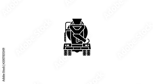 Fotografia Rear view of an industrial cement mixer truck vector image focusing on the discharge chute and mixing drum for precise concrete pouring applications