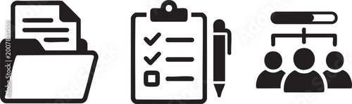 Three project task management icon bundle