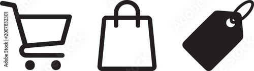 Three shopping online store icon collection
