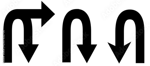 Obraz na płótnie Set of U-turn arrow icons in different directions isolated on white background