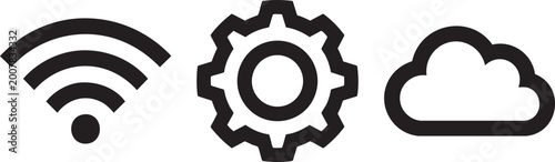 Three technology advanced tech icon collection