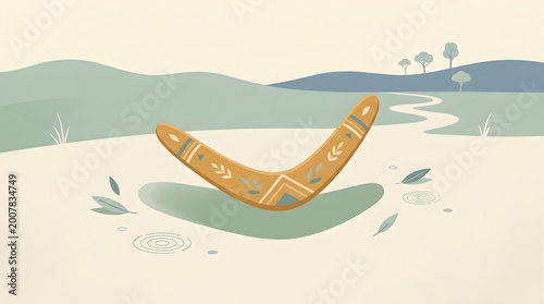 National Sorry Day Poster with Aboriginal Boomerang and Cultural