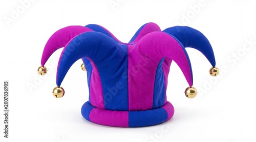 Naklejka Jester hat with bells on white background