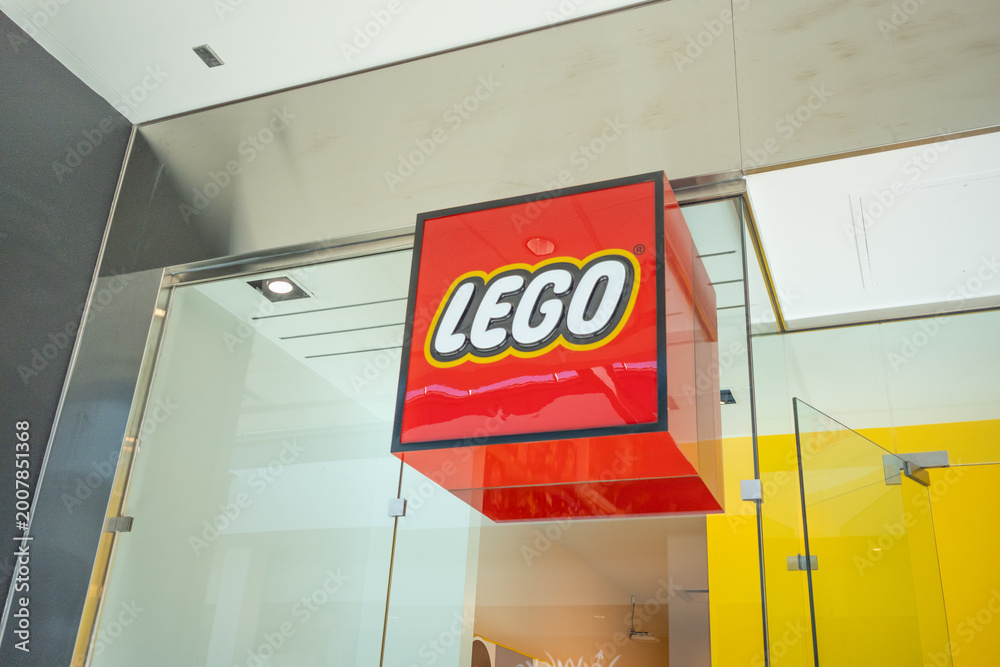 Fototapeta premium April 13 2026 - Calgary alberta Canada - Lego toyshop sign in mall