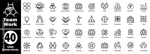Foto Teamwork line icons