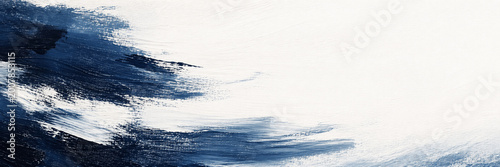 Blue Abstract Paint Brush Stroke Background with Strong Contrast and Copy Space