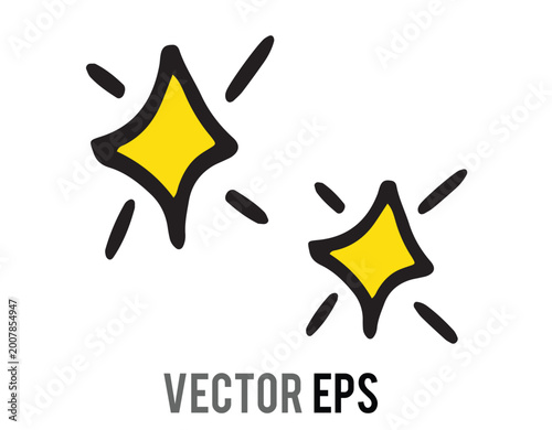 Two bright yellow drawn starbursts with black outlines