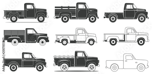 Tableau sur toile Vintage Truck Collection: A diverse compilation of classic pickups