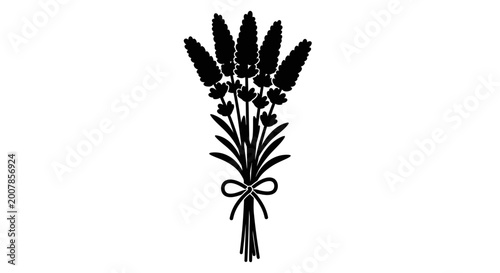 Cuadro en lienzo Black wheat sheaf, tied wheat bundle, vector illustration, agricultural symbol,