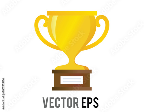 Golden trophy cup icon with handles on a wooden base representing achievement and victory