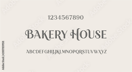 Elegant typography showcasing the alphabet and numbers for a bakery brand