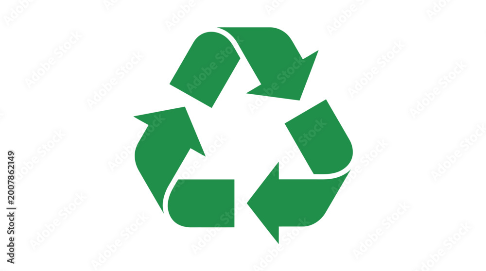 Fototapeta premium Green recycling symbol made of arrows on white background