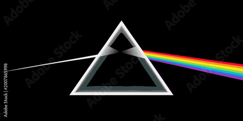 Pink floyd dark side of the moon prism illustration on black