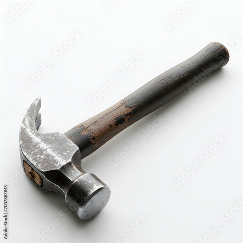 Metal claw hammer with a dark wooden handle for construction work