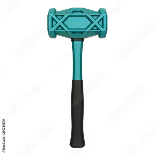 Blue industrial sledge hammer with a rubber grip handle