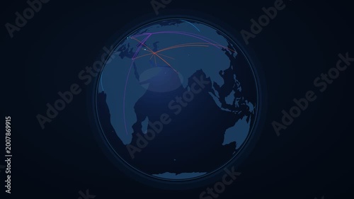 Global network connections on digital earth animation