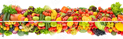 Collection of fruits, vegetables and berries isolated on white
