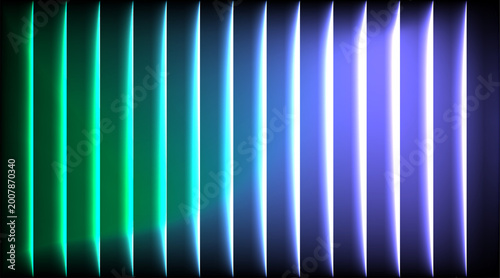 Abstract Green Blue Neon Light Vertical Lines Background with Glowing Gradient Futuristic Design