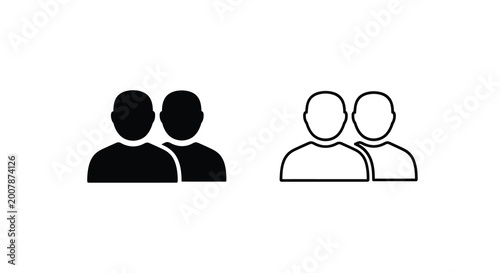 Two pairs of minimalist human head silhouettes black and white iconography