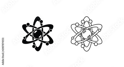 Photos Atomic structure illustration two representations of an atom with orbiting elect