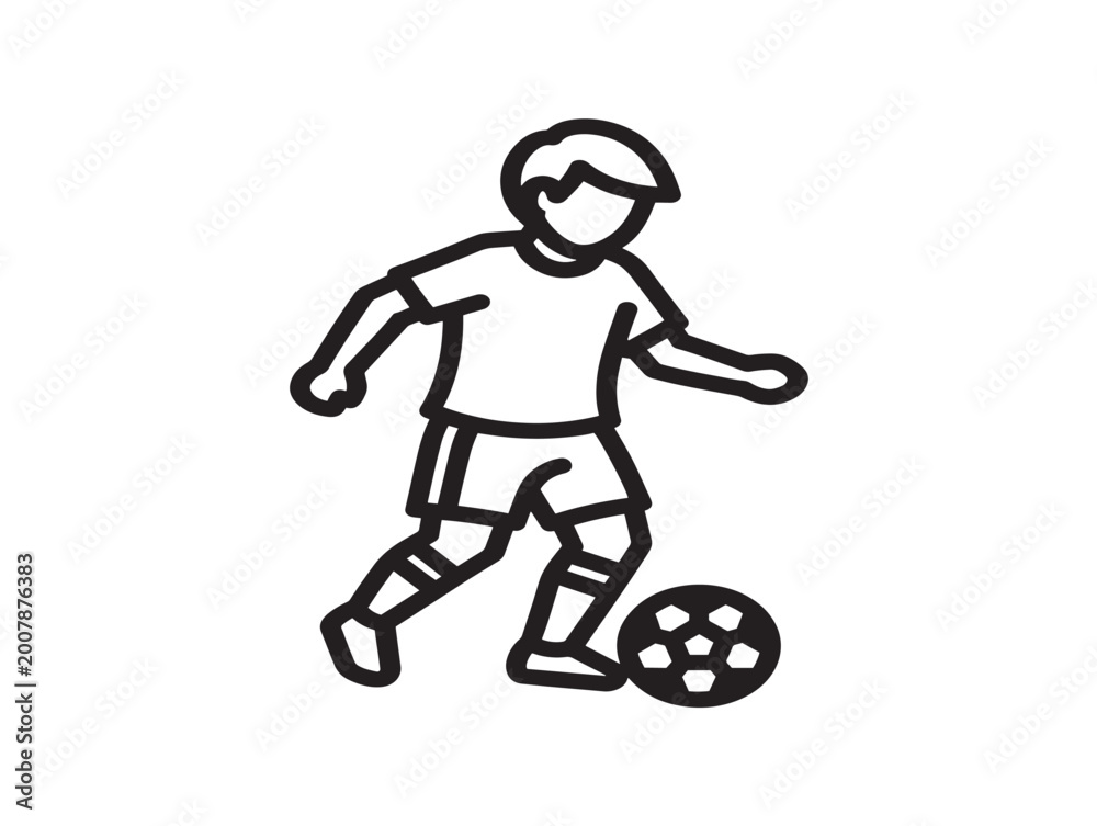 Obraz premium boy playing soccer ball vector illustration