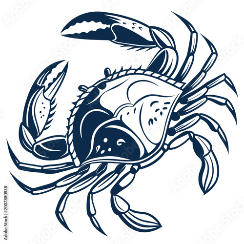 Blue Swimming Crab Icon Flat Vector Illustration
