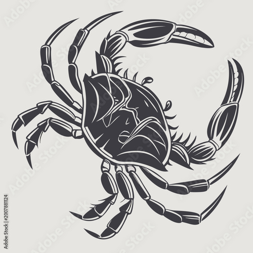 Silhouette of Dungeness Crab Isolated on White Background Vector Illustration