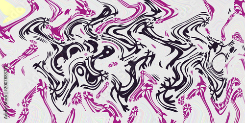 Abstract swirling black and pink art design with dynamic patterns