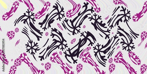 Abstract black and pink palm leaf pattern design