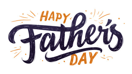 Happy Father’s Day text with modern style and subtle decoration, isolated on a white background