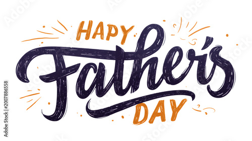 Happy Father’s Day text with modern style and subtle decoration, isolated on a white background