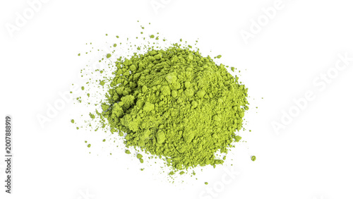 Konstfotografi Green matcha powdered tea isolated on white background.