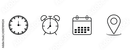 Quadro em tela Date, Time, Address, and Notification icon set